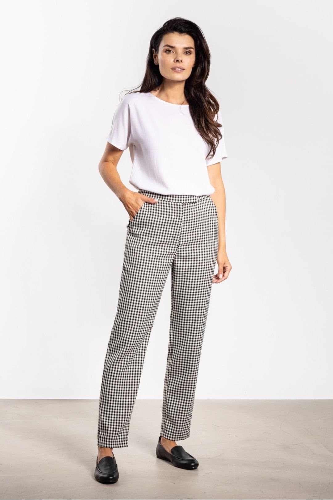 Love Lace Love Lace White Checkered Cigarette Trousers