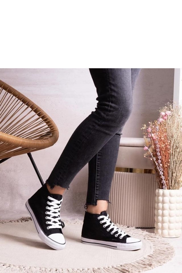 Love Lace Love Lace Women's High Top Lace Up Sneakers Brown Rubber Sole for Winter Street in Black - 2