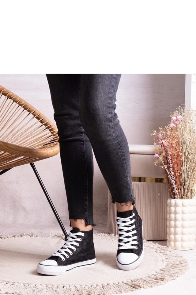 Love Lace Love Lace Women's High Top Lace Up Sneakers Brown Rubber Sole for Winter Street in Black - 3