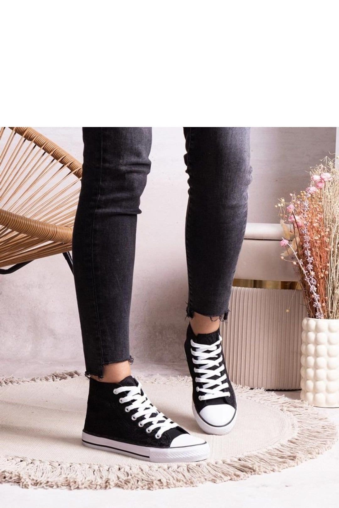 Love Lace Love Lace Women's High Top Lace Up Sneakers Brown Rubber Sole for Winter Street in Black - 4