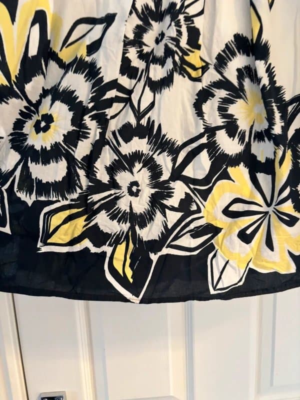Marks & Spencer M&S Marks and Spencer Floral Cotton A-Line Skirt - Yellow & Black - UK Size 12