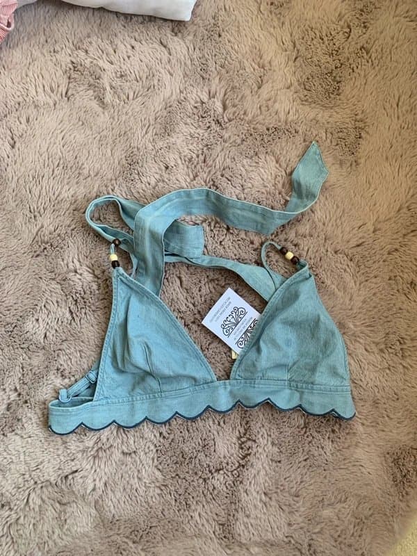 Never Fully Dressed Never fully dressed scalloped denim bikini top