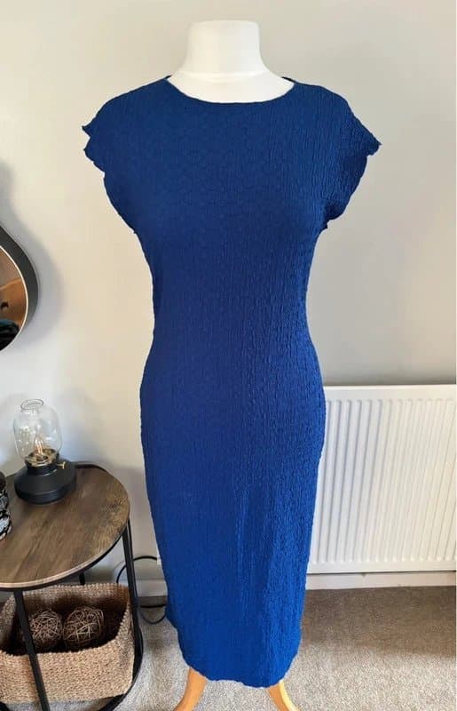 Zara ZARA royal blue ruched midi dress - size L fits a 12