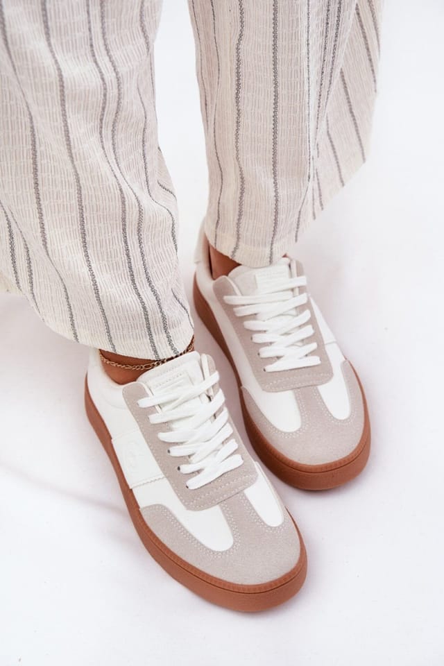 Love Lace Love Lace Women's Big Star Sport Sneaker with Fabric & Suede Comfort Everyday in White - 3