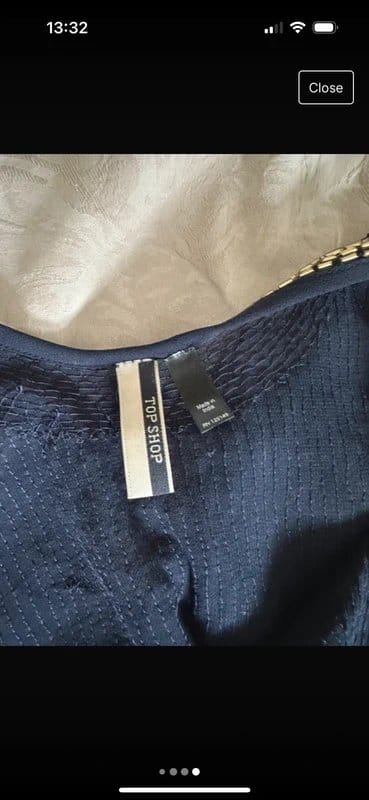 Topshop Navy Sequin Embellished Top