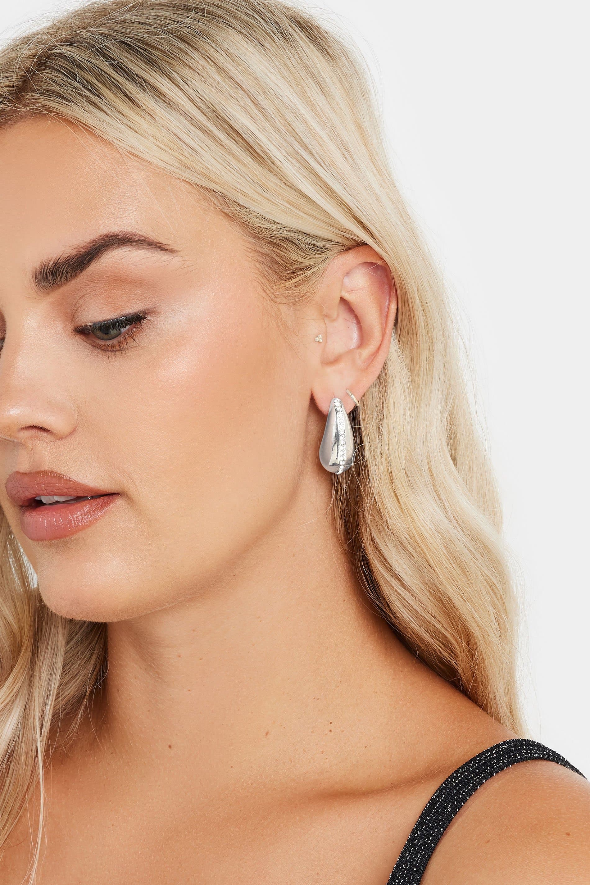 Yours Silver Tone Tear Drop Diamante Earrings