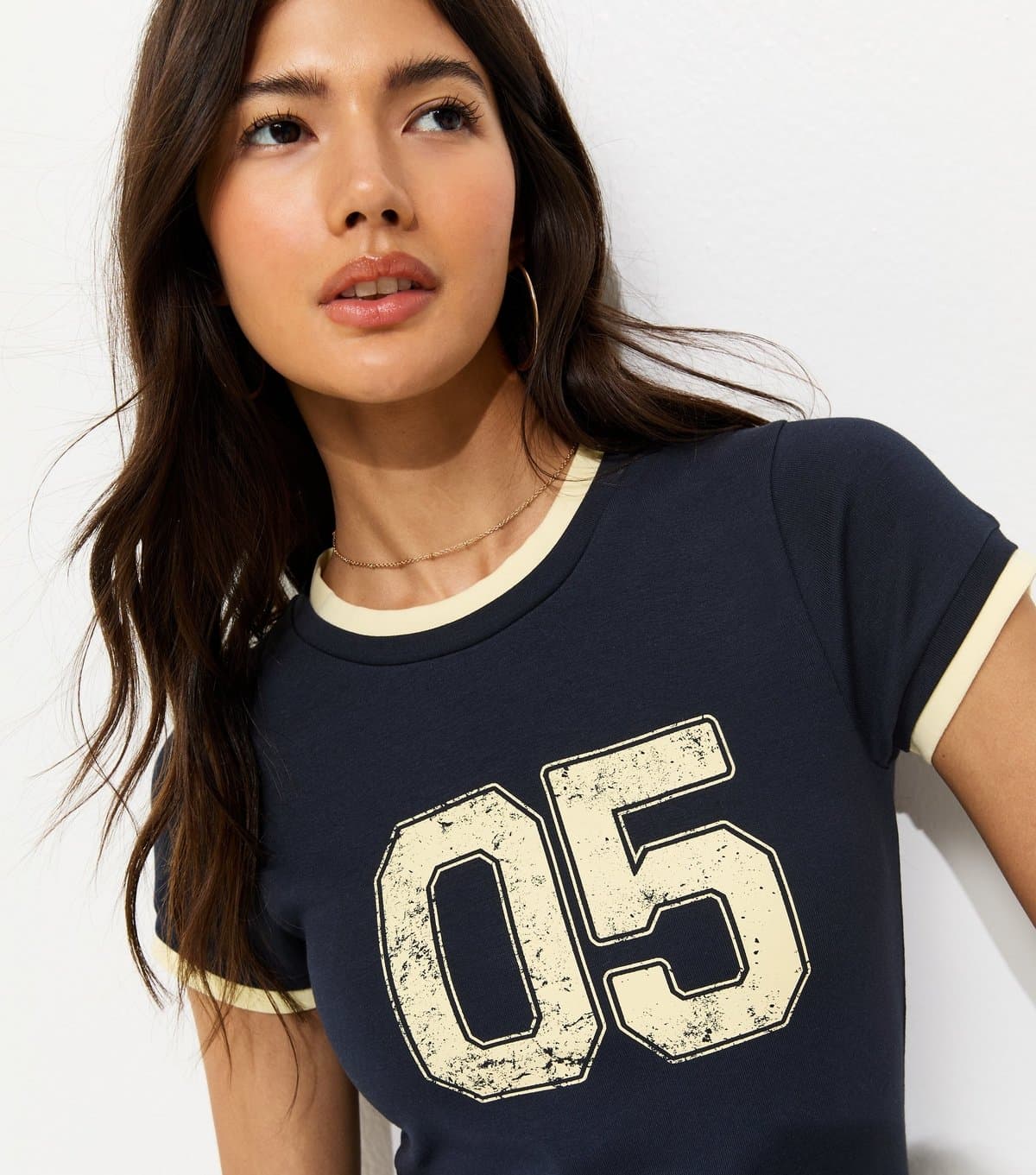 New Look Women's Navy 05 Graphic 2 in 1 Baby Tee New Look
