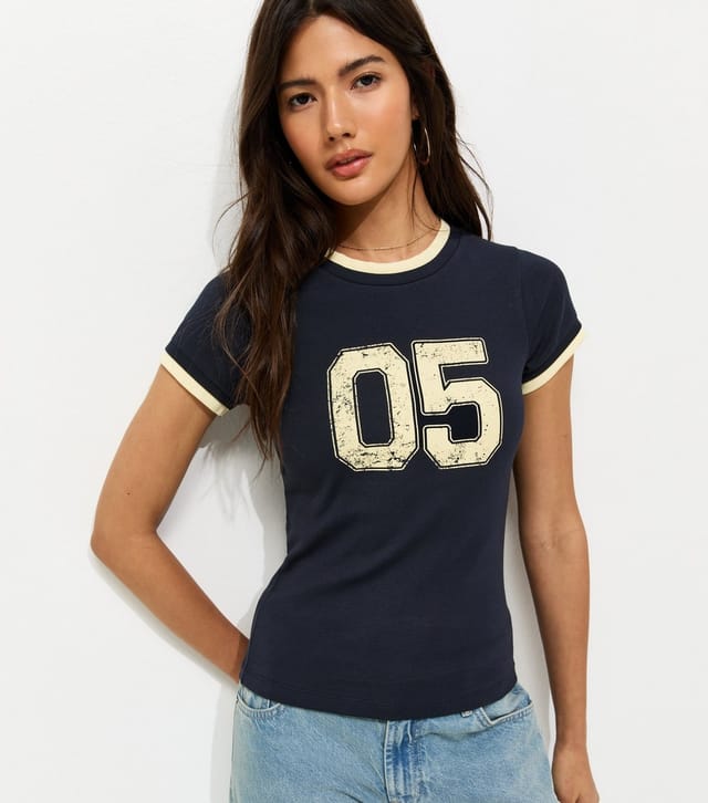 New Look Women's Navy 05 Graphic 2 in 1 Baby Tee New Look - 2