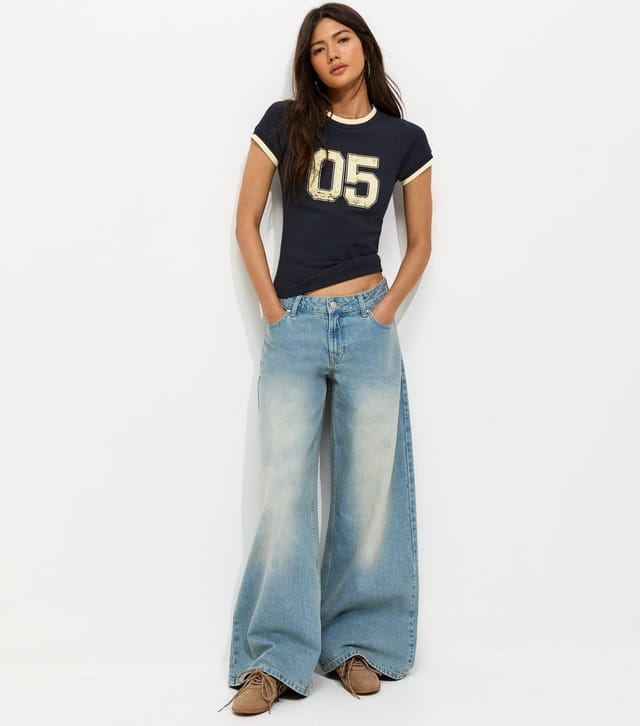 New Look Women's Navy 05 Graphic 2 in 1 Baby Tee New Look - 3