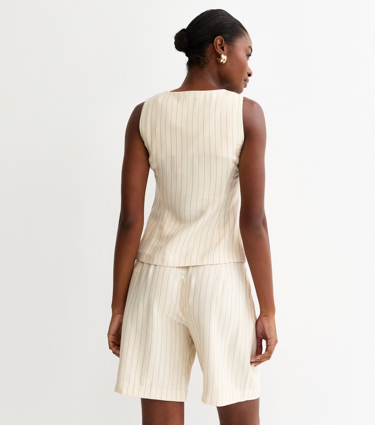 New Look Women's Cream Stripe Square Neck Waistcoat New Look - 4