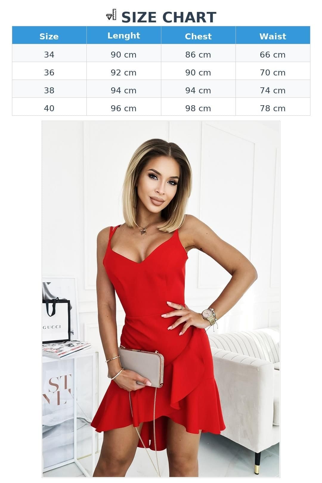 Love Lace Love Lace Women's Spring Evening Slip Dress with Frill Back in Red - 4