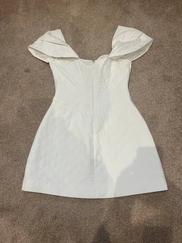 ASOS ASOS Luxe White Quilted Corseted Mini Dress  Size 8