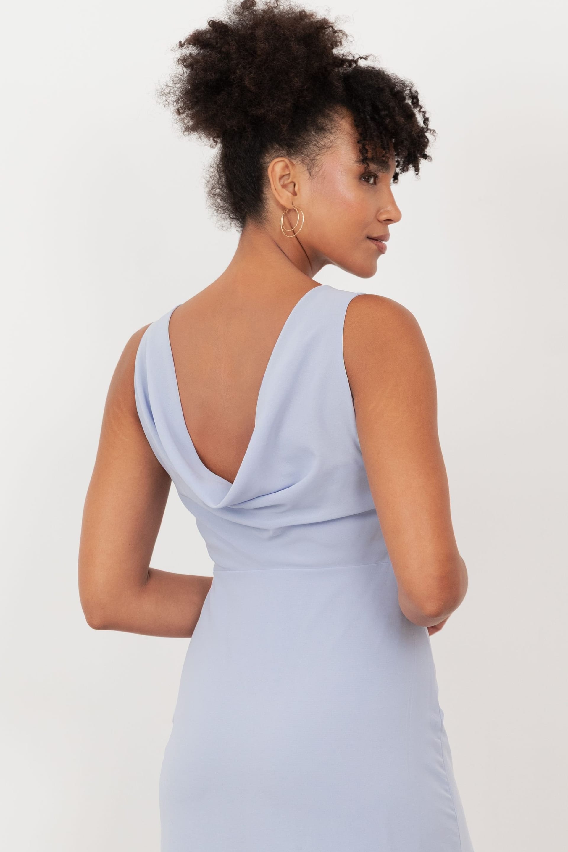 Maya Deluxe Maya Deluxe Women's Floral Embroidery Cowl Back Maxi Dress in Light Blue - 4