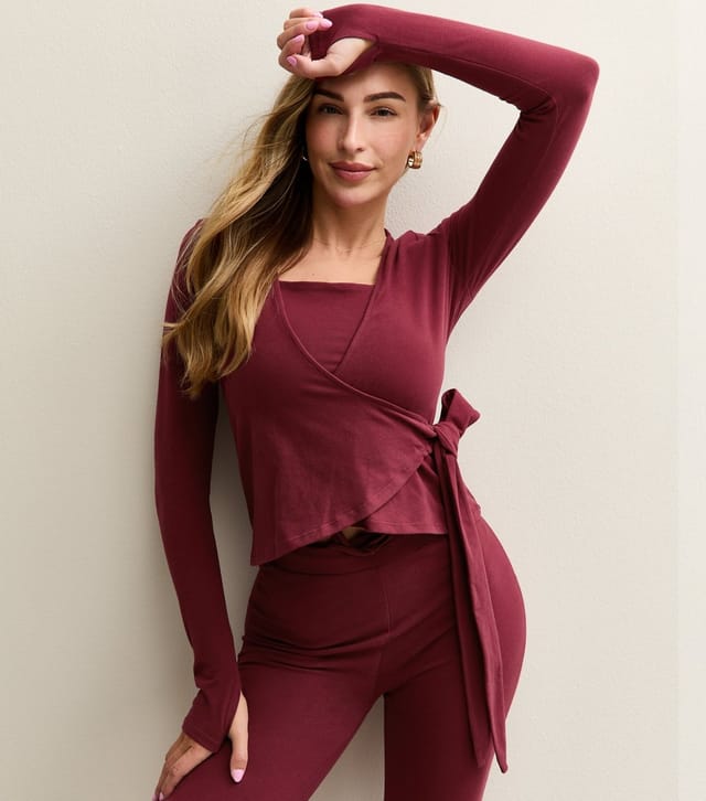 Rise Women's by Zara McDermott Burgundy Wrap Front Ballet Top Rise New Look - 2