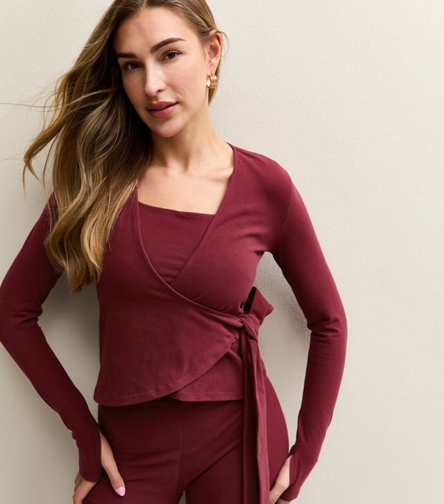Rise Women's by Zara McDermott Burgundy Wrap Front Ballet Top Rise New Look - 3