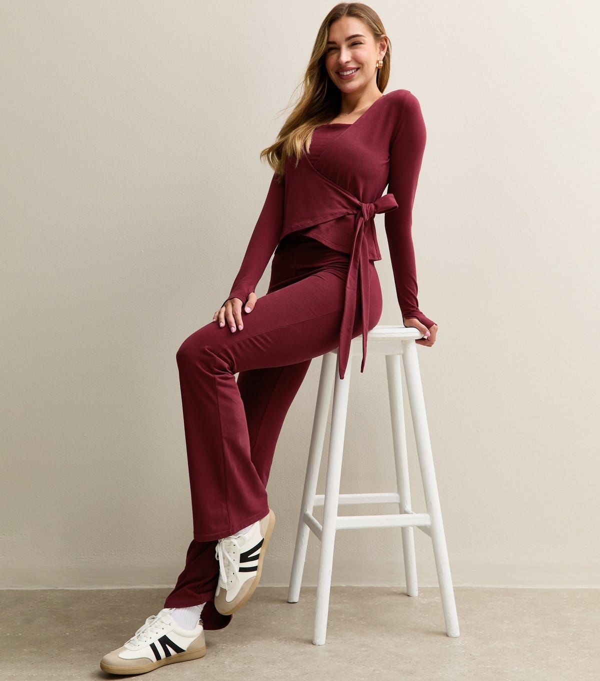 Rise Women's by Zara McDermott Burgundy Wrap Front Ballet Top Rise New Look - 4