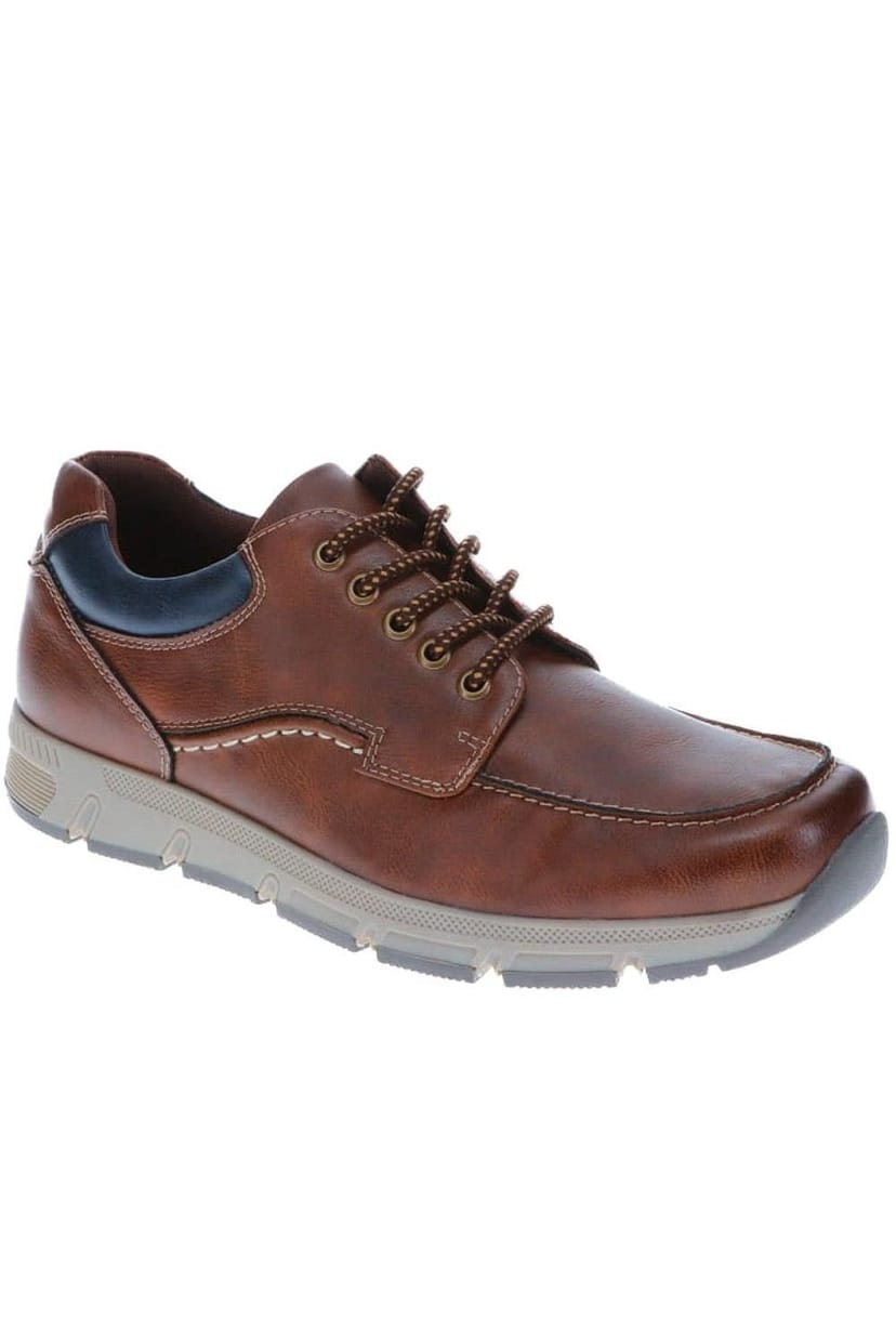 Pavers Pavers Men's Wide Fit Casual Lace Up Trainers in Brown - 1