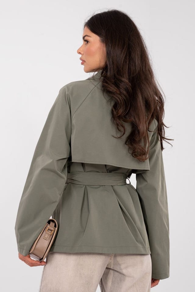 Love Lace Love Lace Women's Casual Belted Short Trench Coat for Work Style 223836 in Green - 3