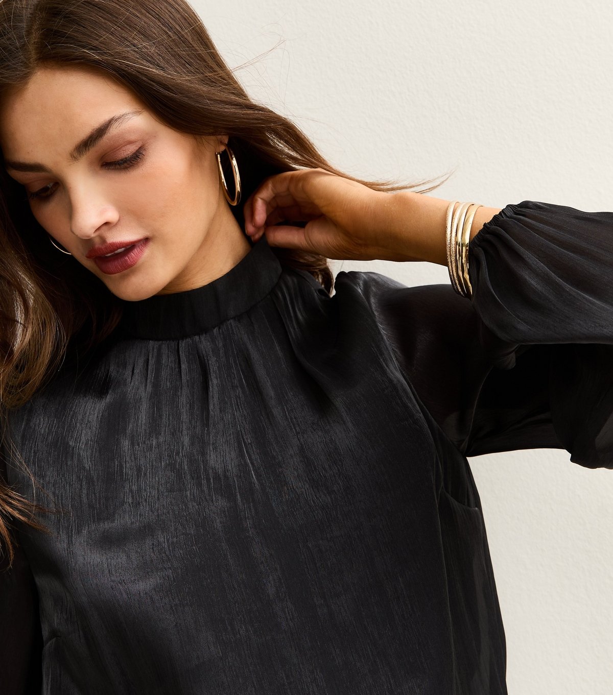 New Look Women's Tall Black Bubble Hem Long Sleeve Blouse New Look - 2