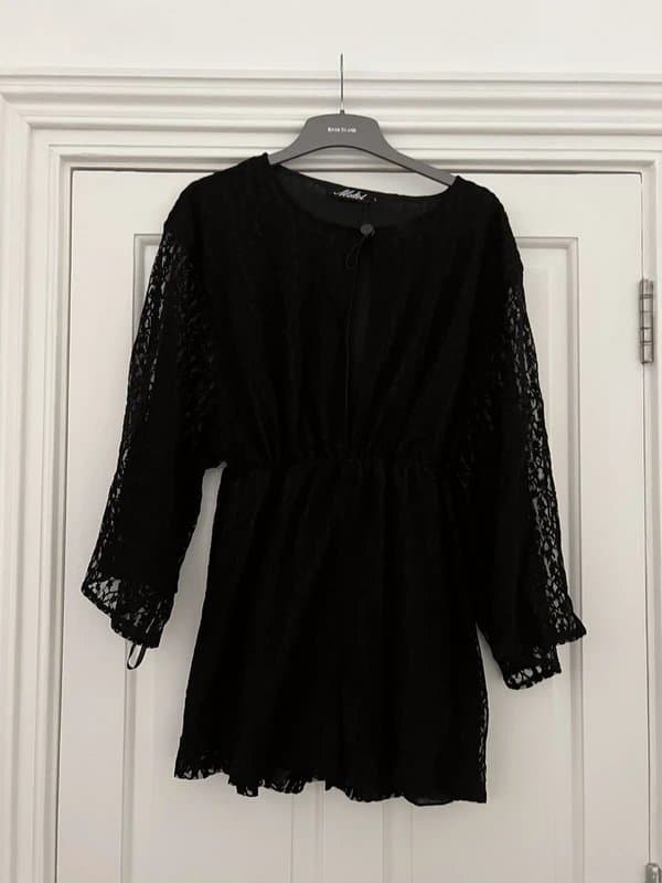 Motel Motel Size L Lace Black Long Sleeve Playsuit Romper Jumpsuit Lacy outfit vgc