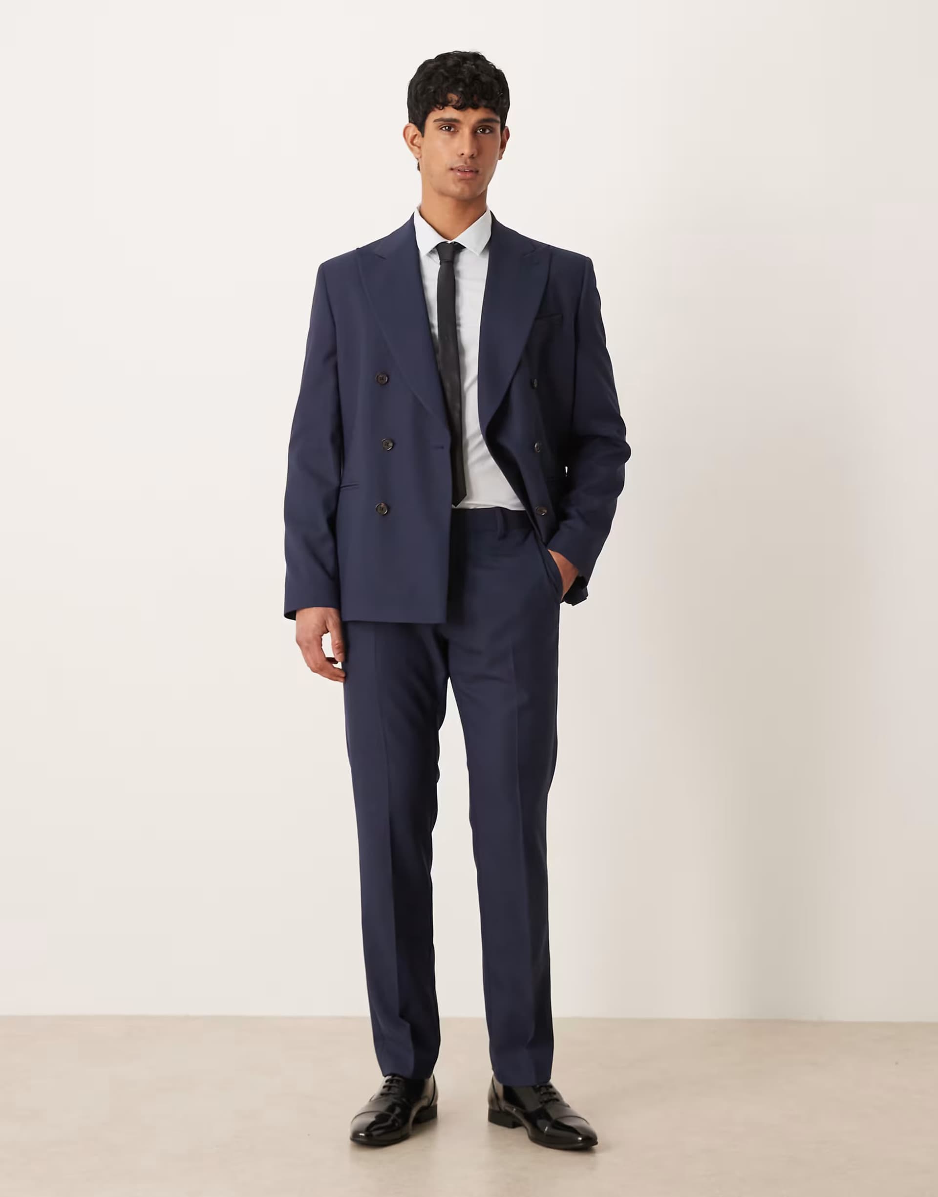 ASOS ASOS DESIGN slim suit trousers in navy texture