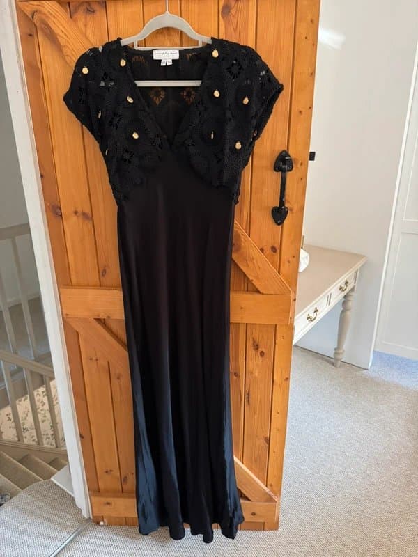 Never Fully Dressed Black Crochet Shell Elodie Dress