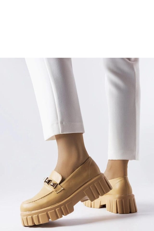 Love Lace Love Lace Women's Beige Moccasin Platform Slip On Summer Shoes with Rubber Sole - 2