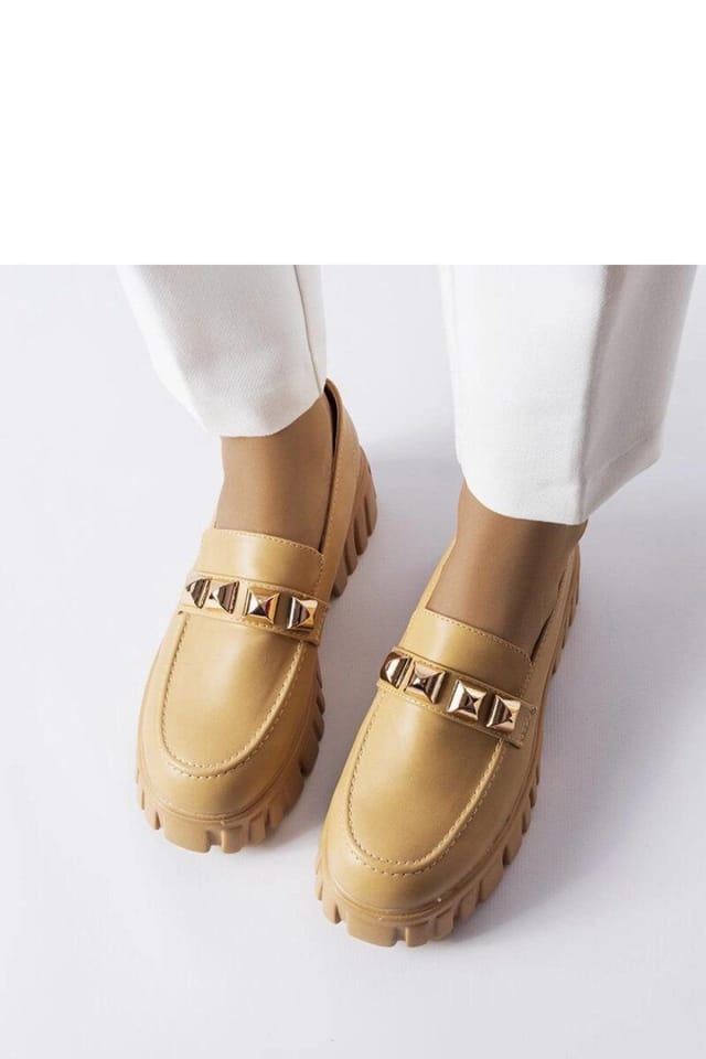 Love Lace Love Lace Women's Beige Moccasin Platform Slip On Summer Shoes with Rubber Sole - 3