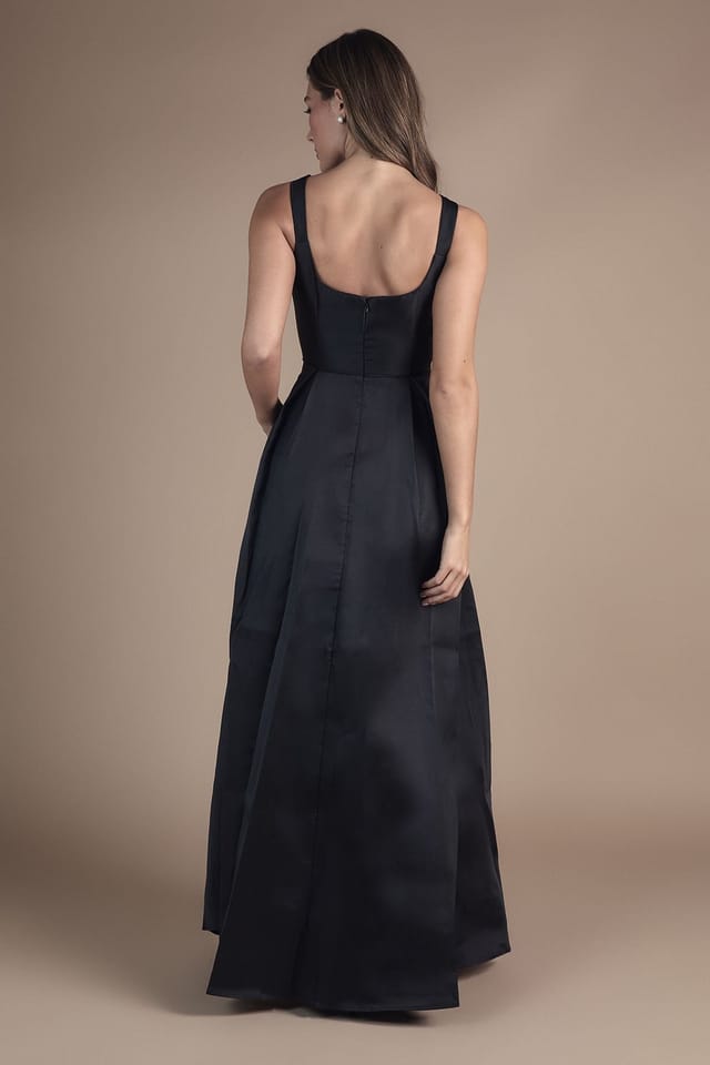 Coast Coast Women's Scoop Neck Full Skirted Twill Bridesmaid Dress in Black - 3