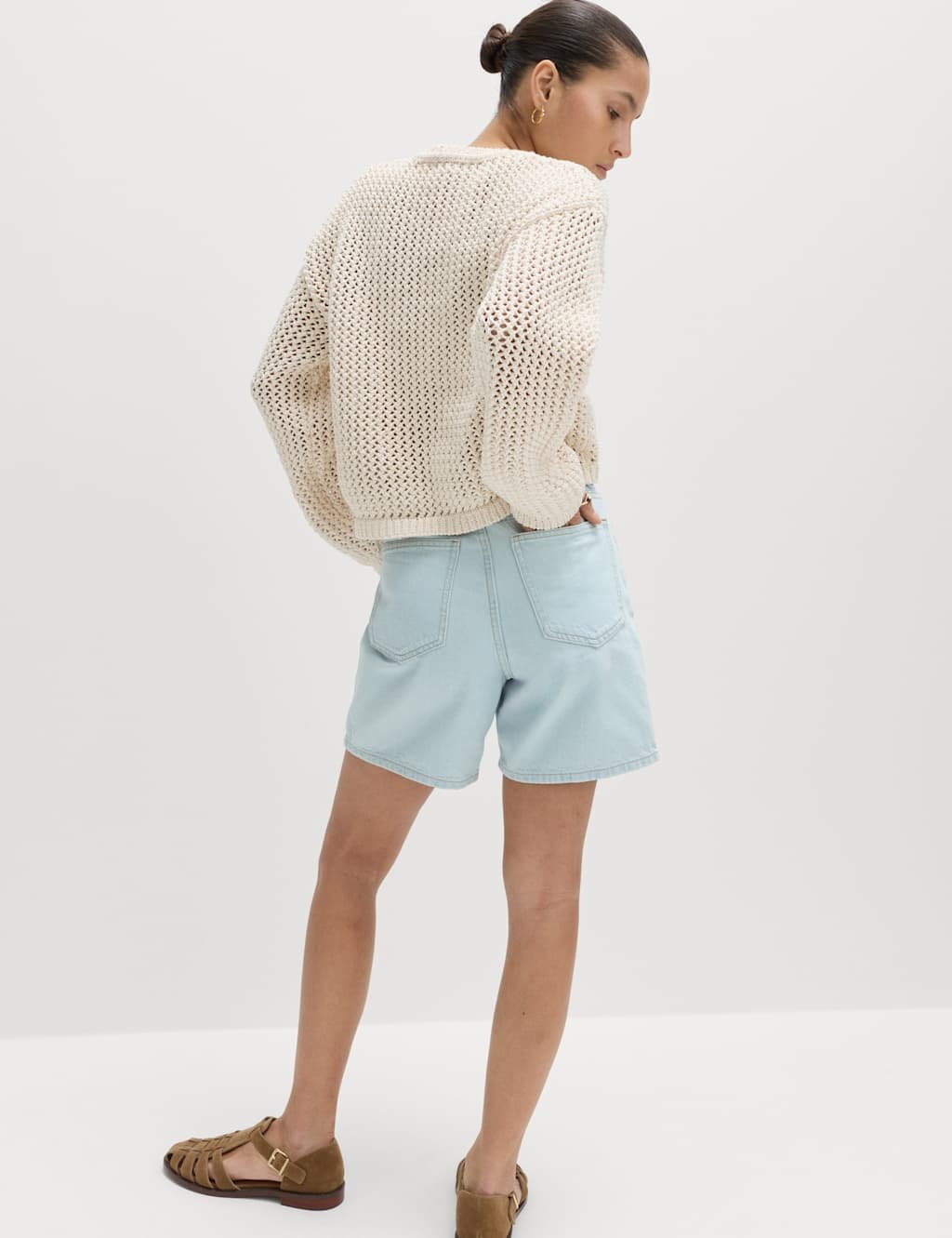 Marks & Spencer M&S Pure Cotton Denim Classic Shorts Light Indigo Mix - 2