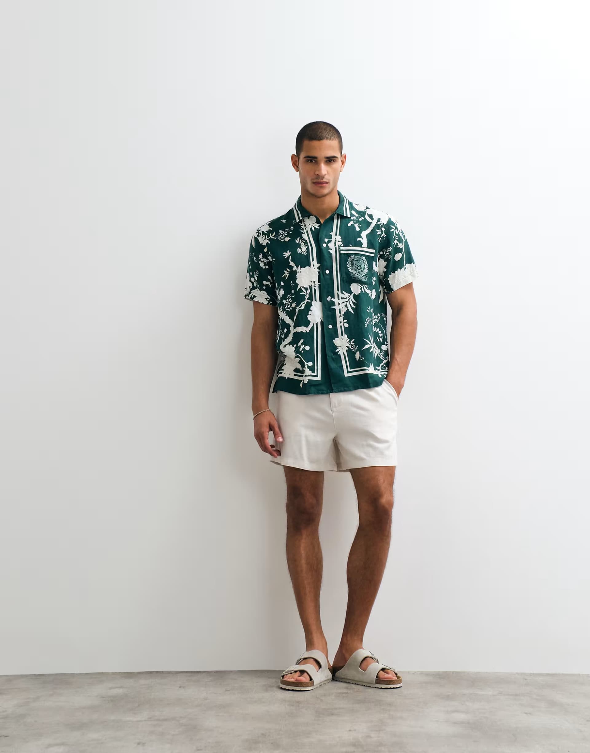 ASOS Polo Ralph Lauren Green Floral Print Open Collar Shirt