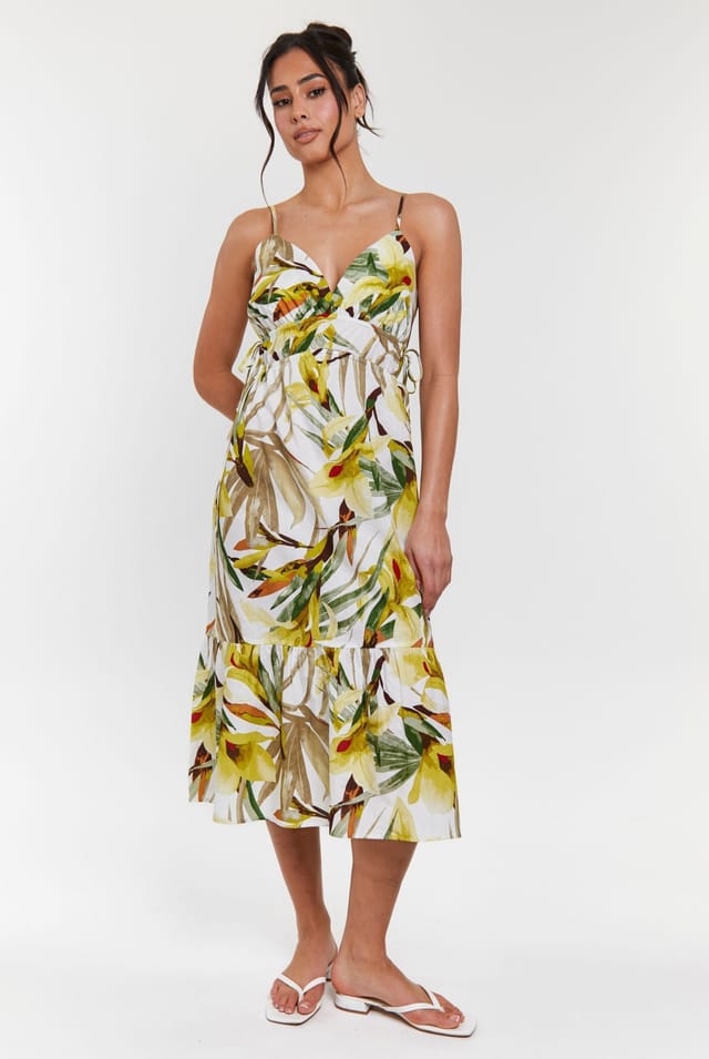 South Beach South Beach Women's Strappy Dress with Channel Detail & Frill Skirt in Green - 2