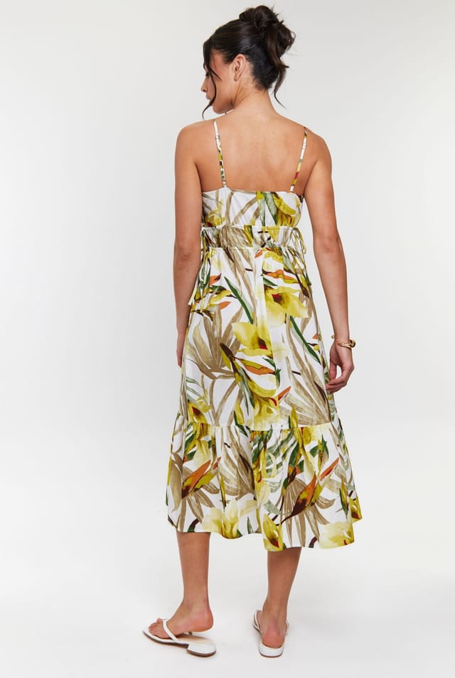 South Beach South Beach Women's Strappy Dress with Channel Detail & Frill Skirt in Green - 3
