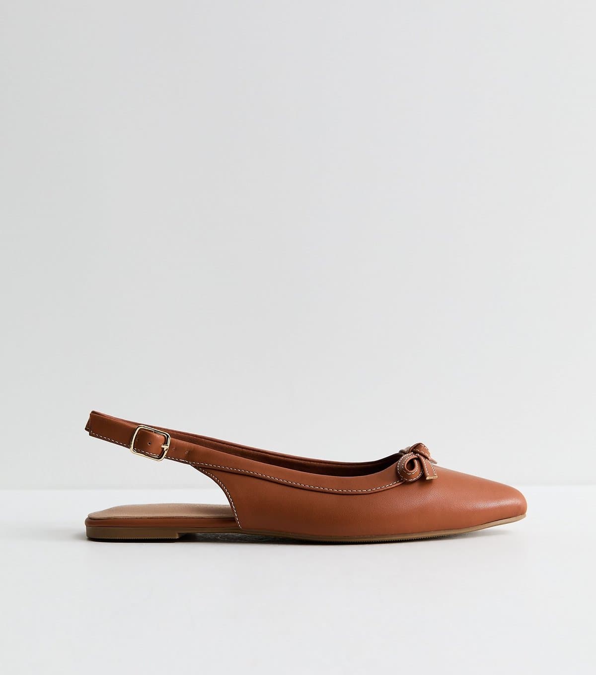 New Look Women's Wide Fit Tan Faux Leather Slingback Flats Vegan New Look