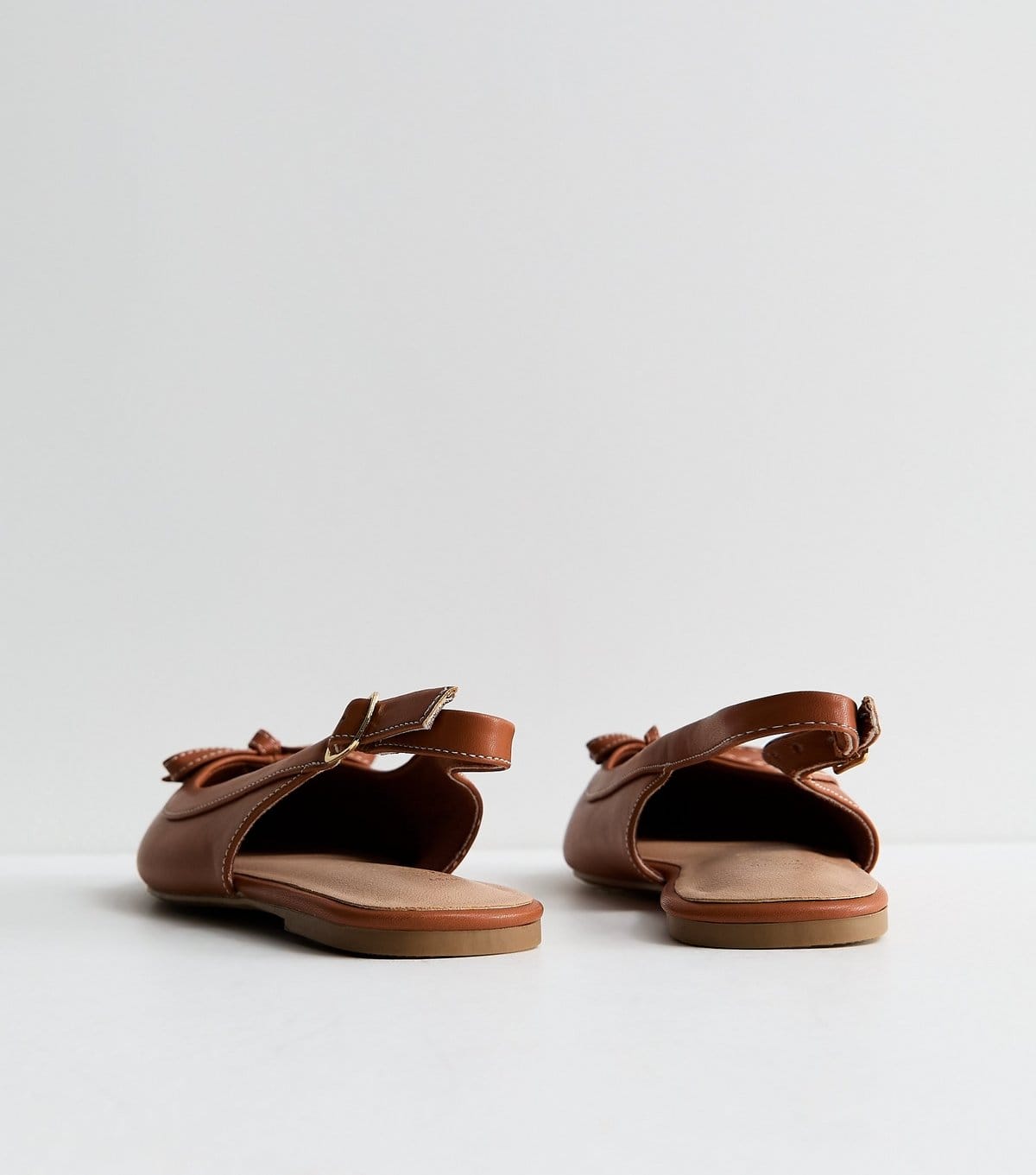New Look Women's Wide Fit Tan Faux Leather Slingback Flats Vegan New Look - 4