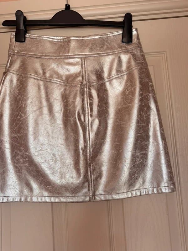 Never Fully Dressed Silver faux leather high waisted mini skirt - never fully dresses size 8