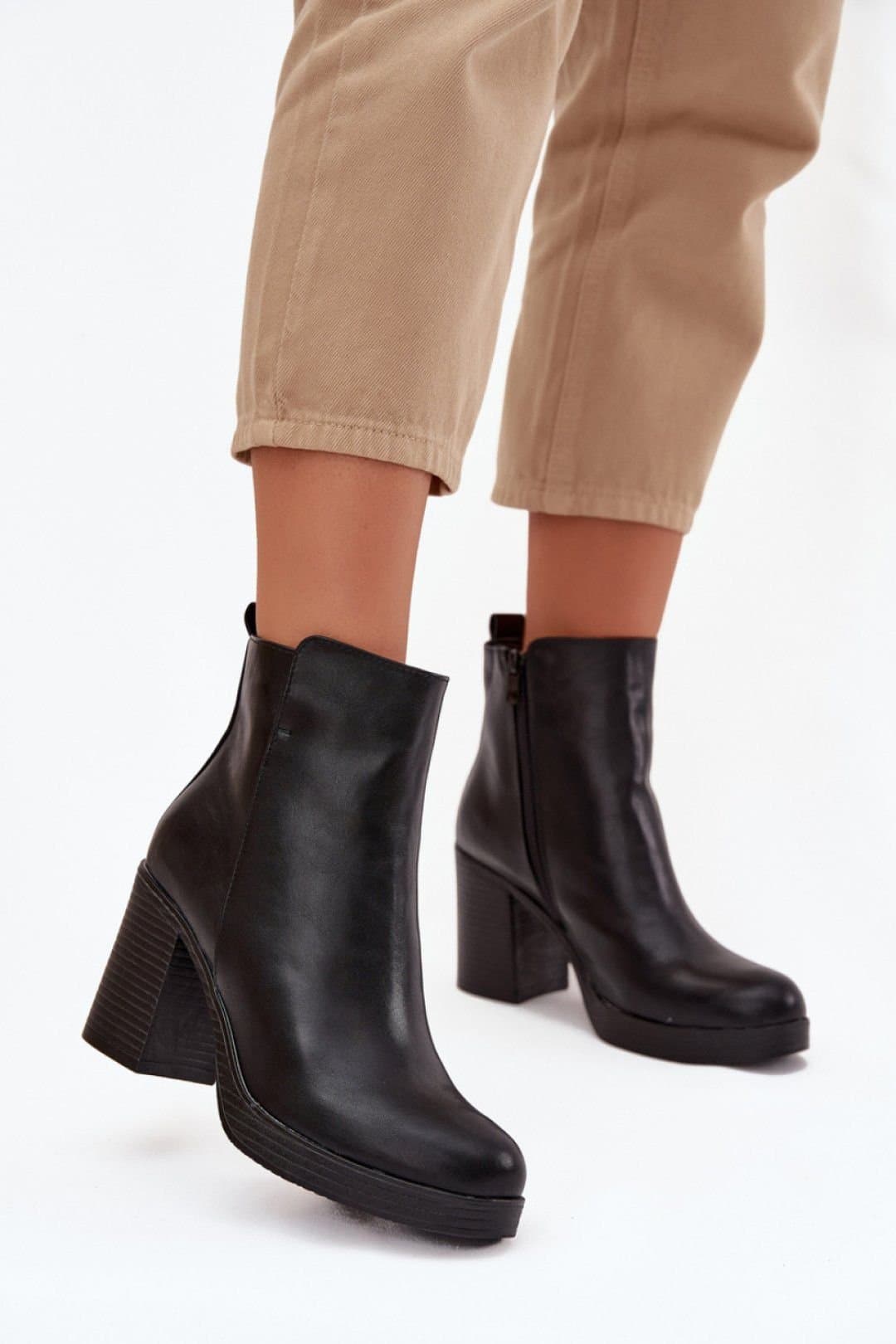 Love Lace Love Lace Black Leather Ankle Heel Boots
