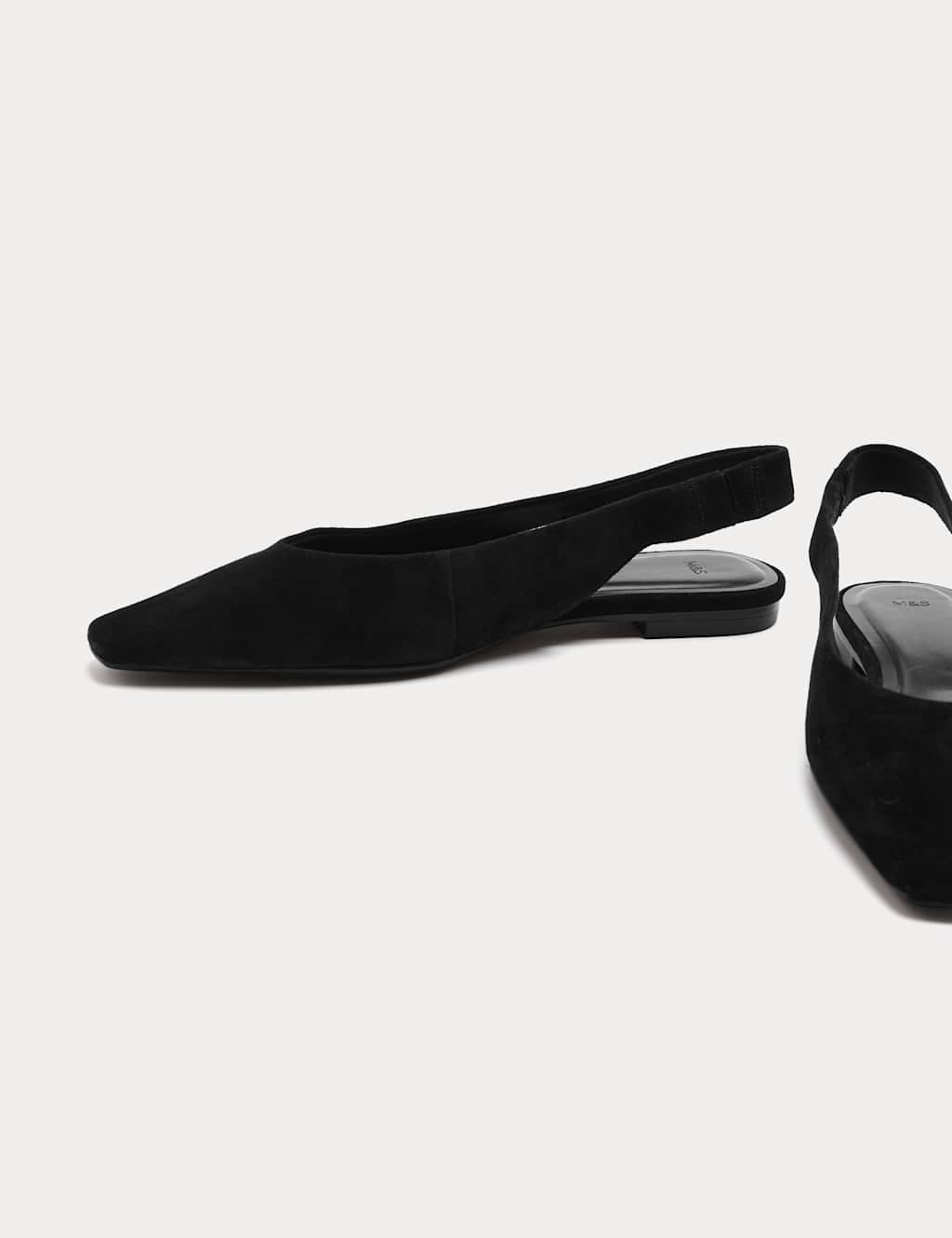 Marks & Spencer M&S Suede Flat Chisel Toe Slingback Shoes Black