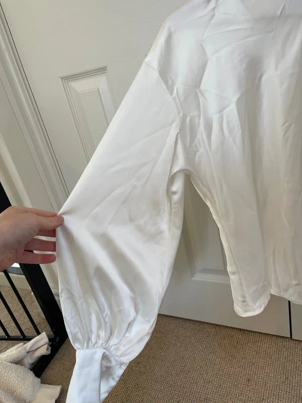 ASOS Design ASOS design white silk high neck puff sleeve blouse