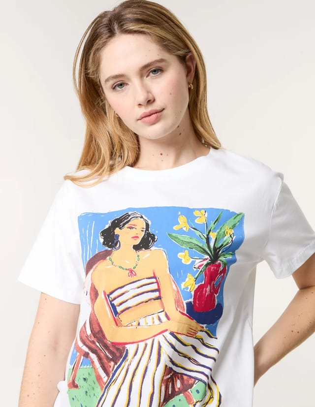 Blue Vanilla T-Shirt With Colorful Print - 2