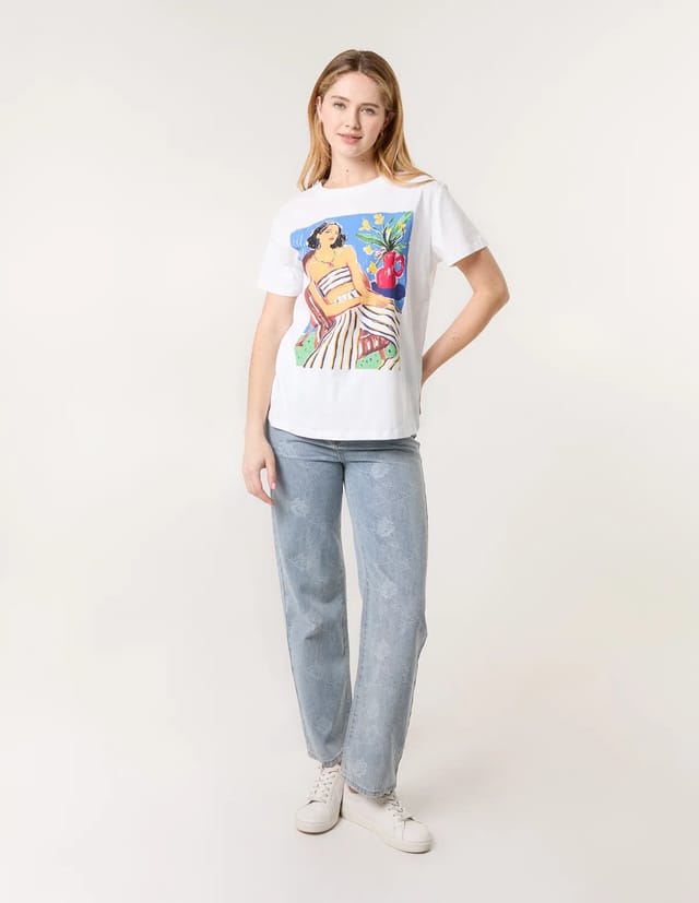 Blue Vanilla T-Shirt With Colorful Print - 3