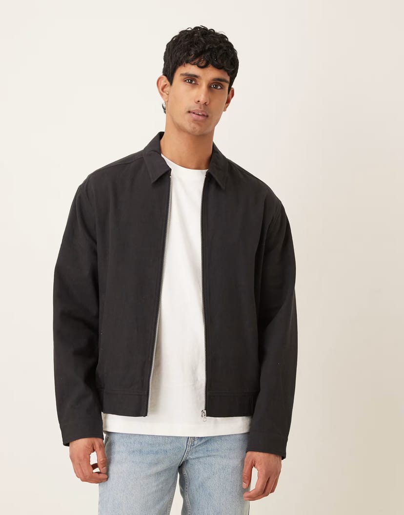 ASOS ASOS DESIGN linen blend jacket in black - 1