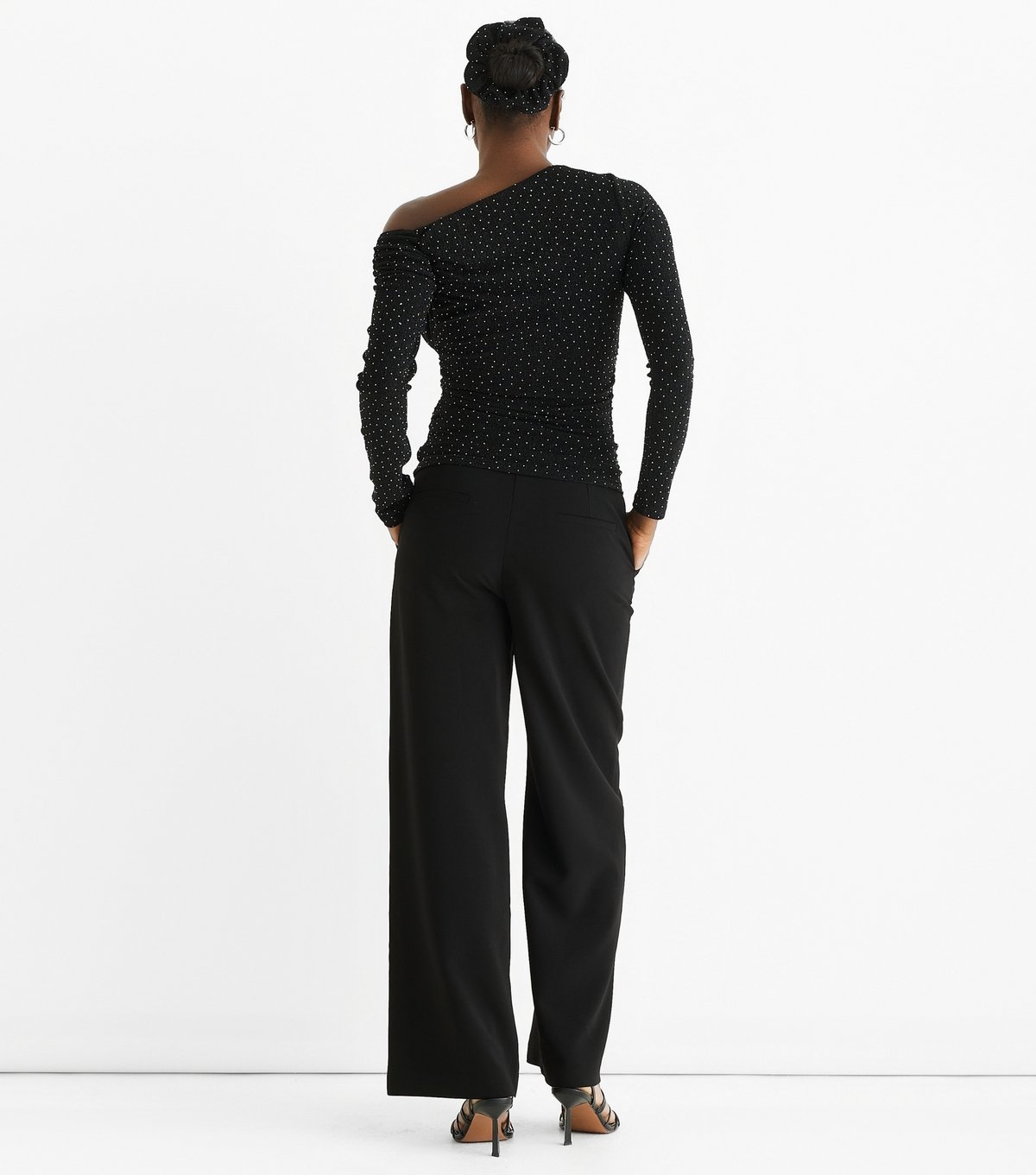 Gini London Women's Black Diamante Embellished Off The Shoulder Top Gini London New Look - 4