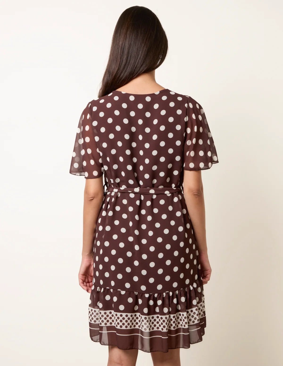 Blue Vanilla Polka Dot Short Sleeve Border Dress - 4