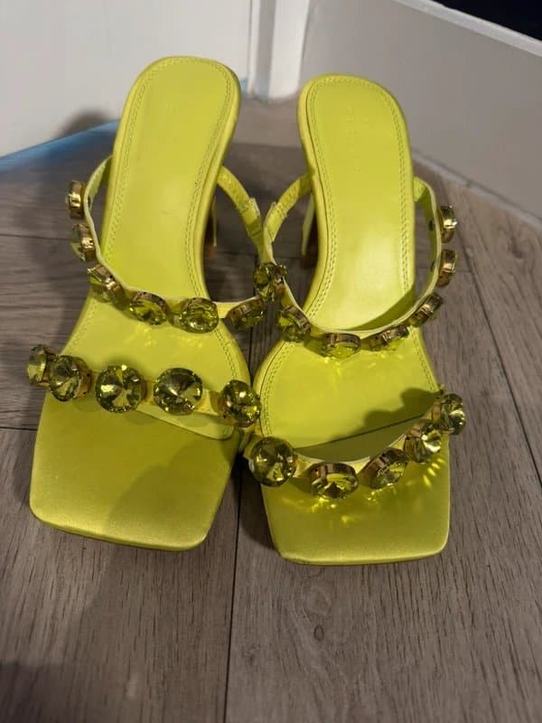 ASOS Design Lime Green Gem Heels – UK 5W / EU 38 – Very Good Condition