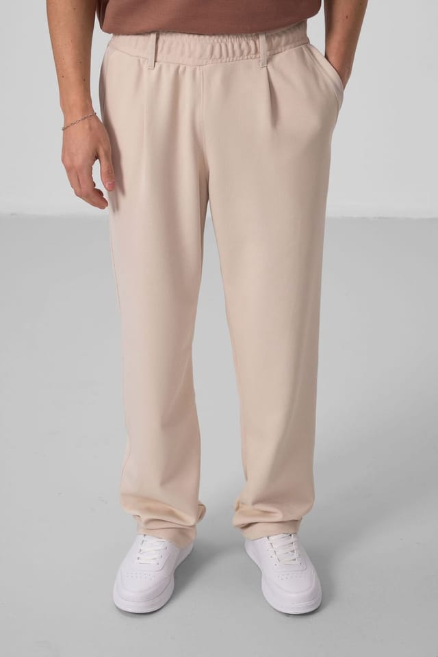 Tommy Life Tommy Life Men's Wide-leg Palazzo Trousers in Beige - 2