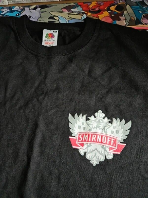 Fruit of the Loom Smirnoff Logo T Shirt Black Promo Graphic Fruit Of The Loom Large