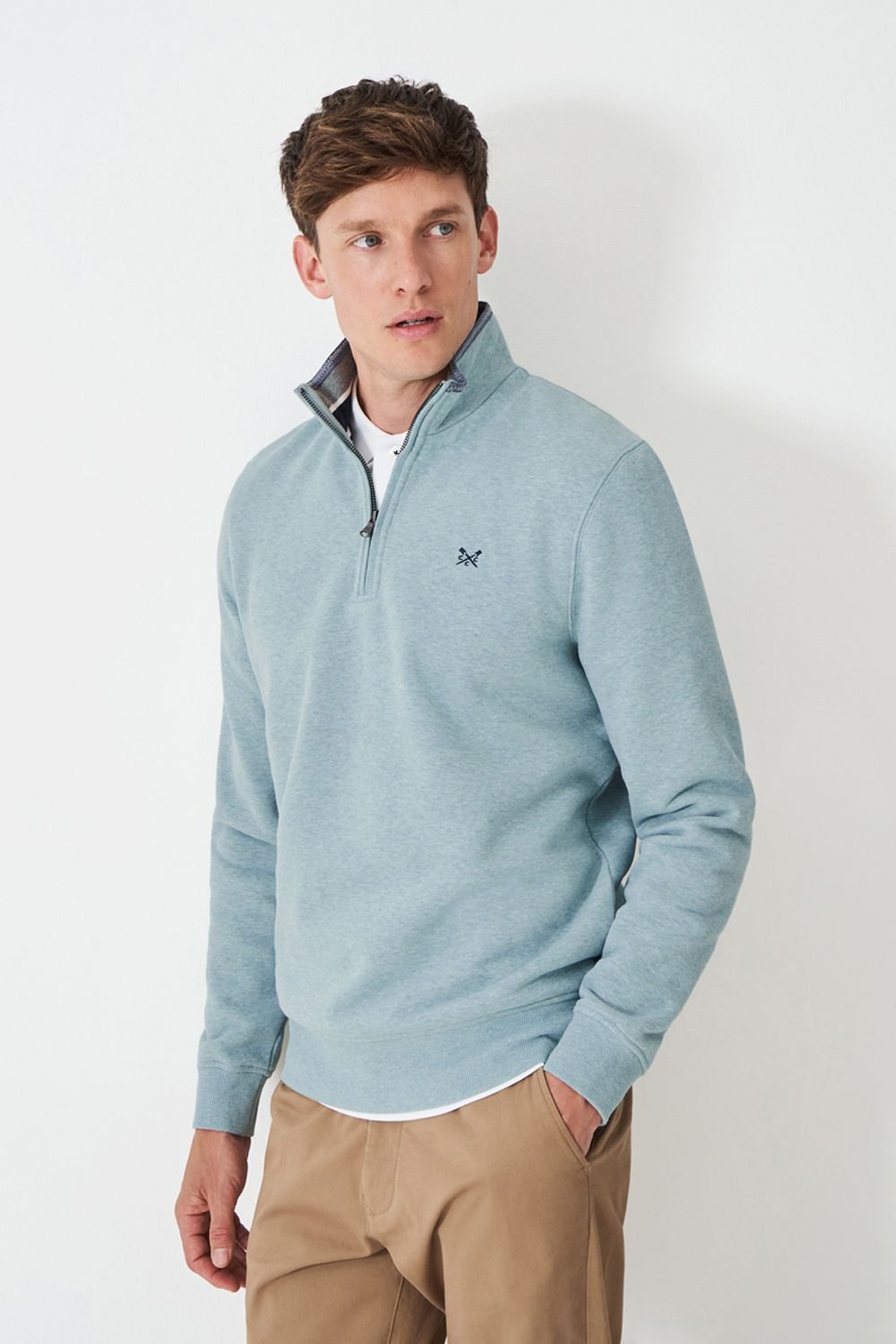 Crew Clothing Crew Clothing Men's Classic 1/2 Zip Sweat Tourmaline Marl Green - 2