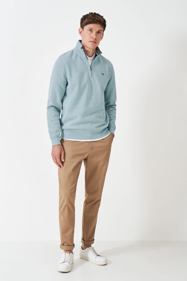 Crew Clothing Crew Clothing Men's Classic 1/2 Zip Sweat Tourmaline Marl Green - 2