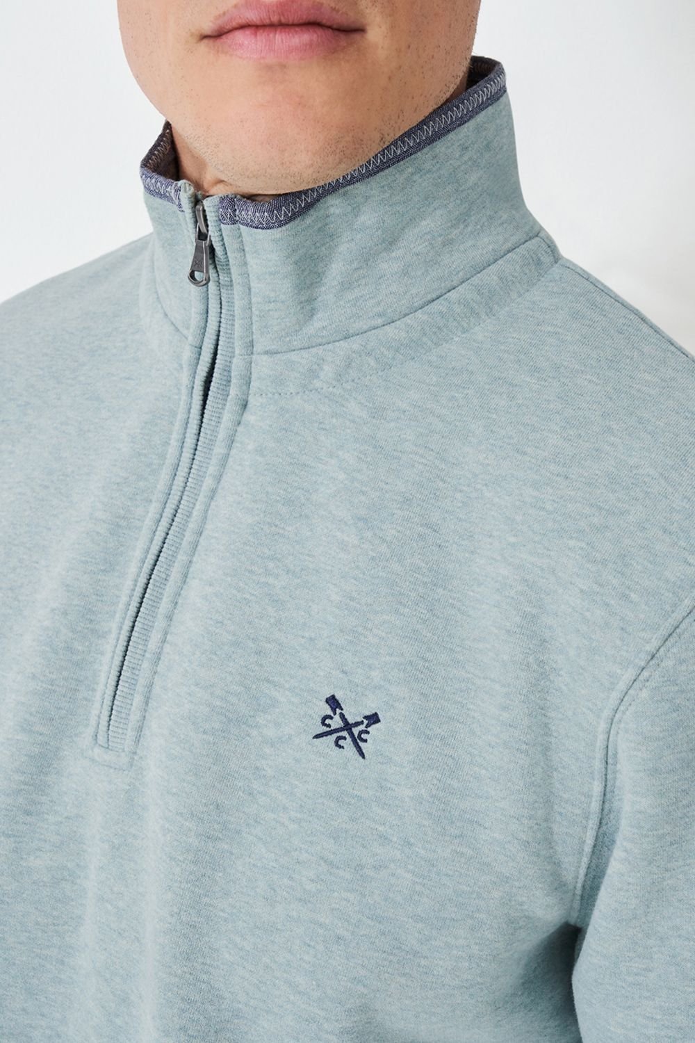 Crew Clothing Crew Clothing Men's Classic 1/2 Zip Sweat Tourmaline Marl Green - 3